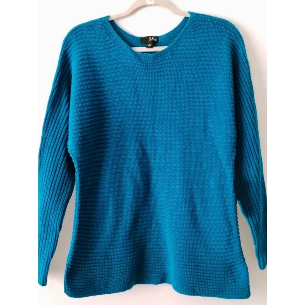 a.n.a women’s Bright Teal Blue Ribbed Crew Sweater Size XL Extra Large